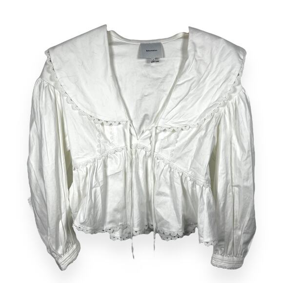 Reformation White Cotton Renna Blouse Top Size 2 - Picture 9 of 13